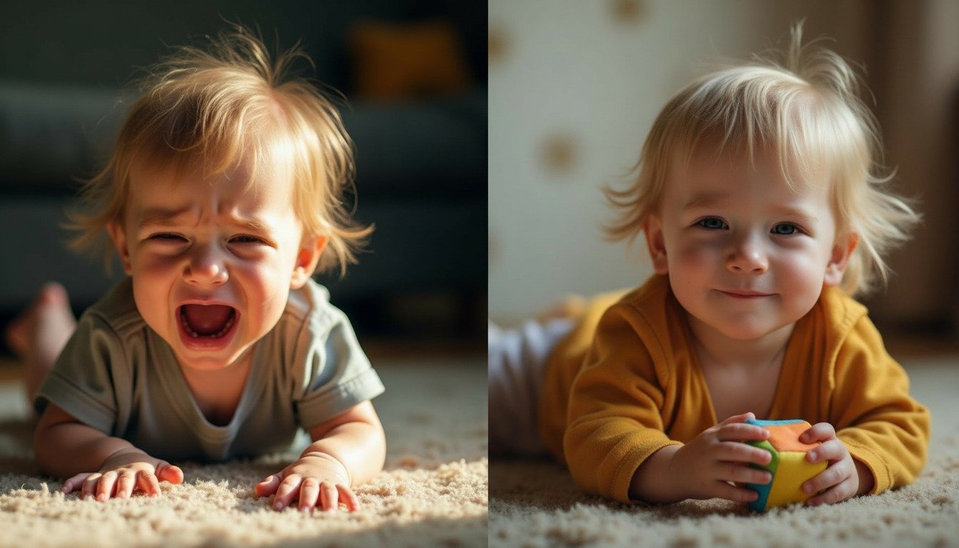 Transformação: criança em birra vs criança calma